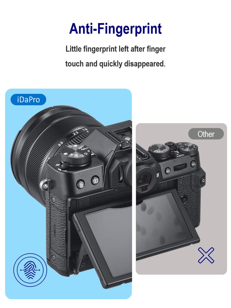 iDaPro Screen Protector for Fujifilm X-T30 II X-T30II Fuji X-T30 Mark II + Hand Lanyard [3+1 Pack] Tempered Glass Easy Installation - Image 5
