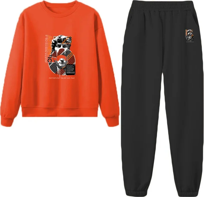 DogFish Tracksuit Oversize Authenic Printed Tracksuit Orange