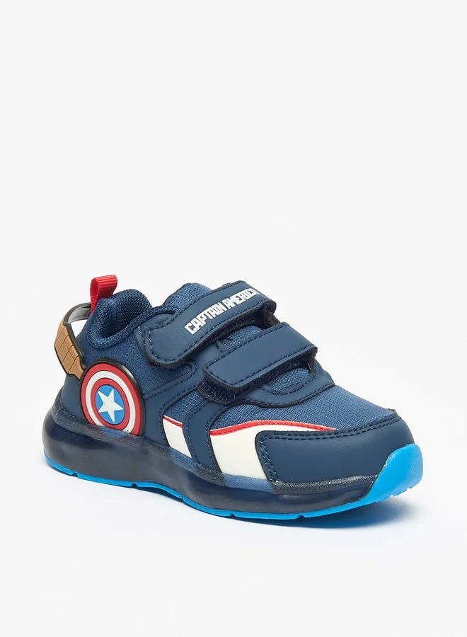 مارفل Marvel Boys' Captain America Print Sneakers with Hook and Loop Closure