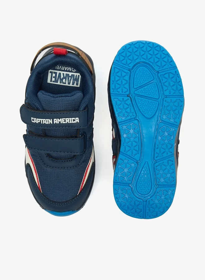 مارفل Marvel Boys' Captain America Print Sneakers with Hook and Loop Closure