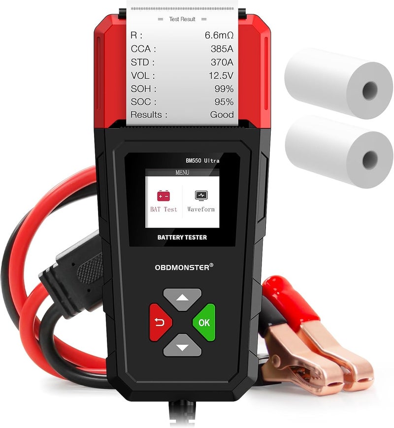 OBDMONSTER Car Battery Tester with Printer, BM550U Car Battery Tester 6V 12V 24V Load Tester,100-2000CCA Battery Load Tester for Cars Trucks SUV Motorcycle - Image 1