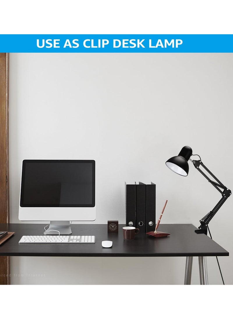 Generic Swing Arm Clamp Lamp, Black Telescopic Desk Lamp, Metal Finish Desk Lamp, Swivel Arm Reading Lamp, LED Bulb Included, Interchangeable Base Clamps  - Image 4