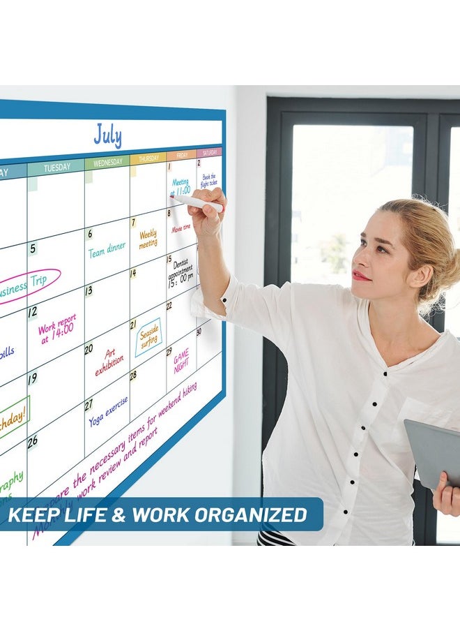 BooQool - Large Dry Erase Calendar For Wall, Undated 1 Month Large Wall Calendar, 40" X 28" Erasable & Reusable Laminated Wall Calendar Dry Erase, Great Calendar For Efficient Life - Image 1