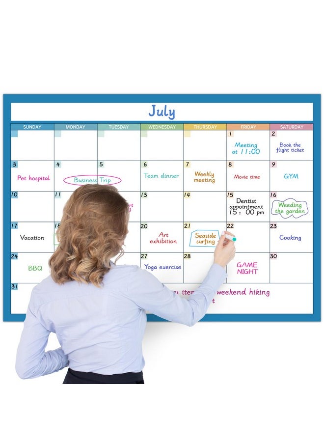 BooQool - Large Dry Erase Calendar For Wall, Undated 1 Month Large Wall Calendar, 40" X 28" Erasable & Reusable Laminated Wall Calendar Dry Erase, Great Calendar For Efficient Life - Image 1