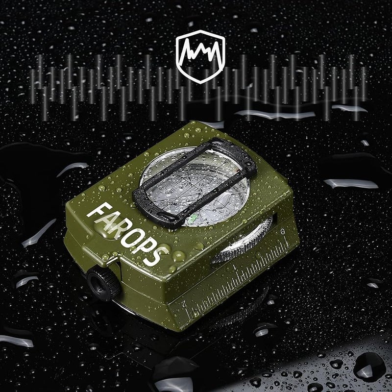 FAROPS zydxcccy Military Lensatic Sighting Compass Survival with Carrying Bag, Compass for Hiking,Waterproof and Shakeproof, Army Green - Image 4