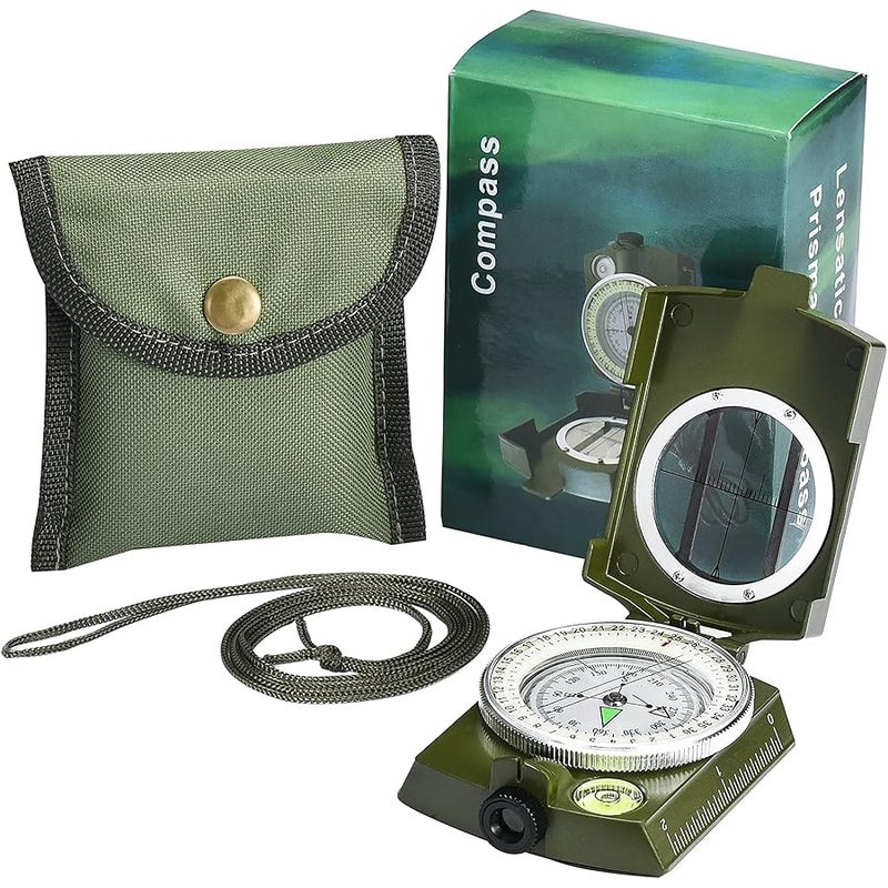FAROPS zydxcccy Military Lensatic Sighting Compass Survival with Carrying Bag, Compass for Hiking,Waterproof and Shakeproof, Army Green - Image 2