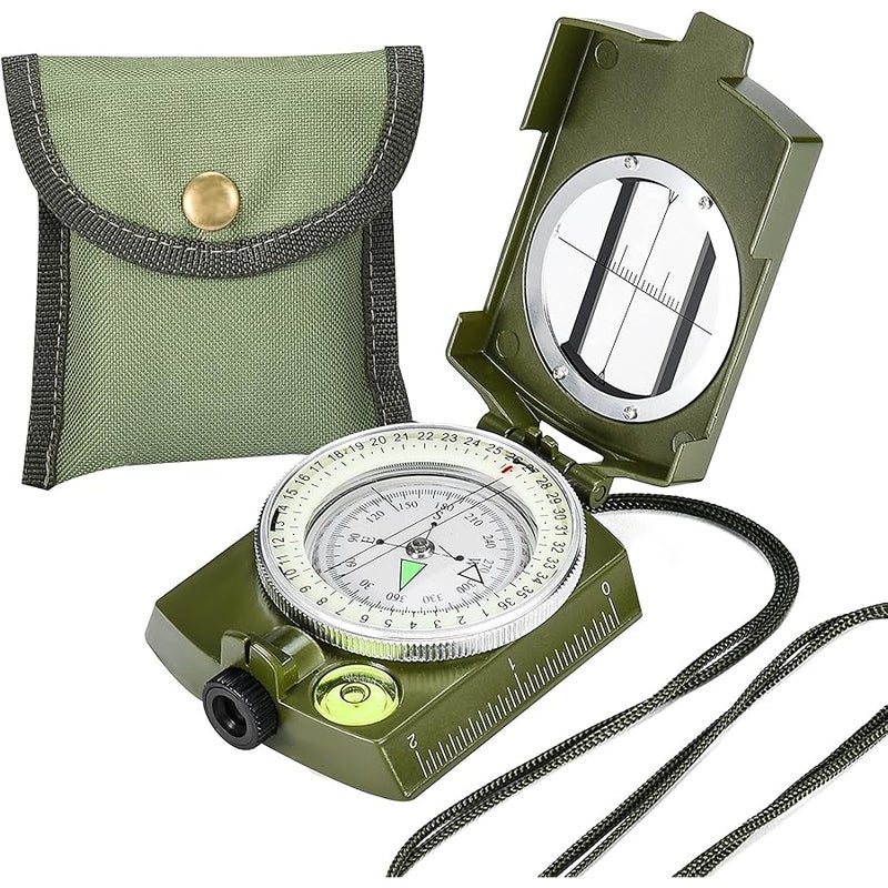 FAROPS zydxcccy Military Lensatic Sighting Compass Survival with Carrying Bag, Compass for Hiking,Waterproof and Shakeproof, Army Green - Image 1