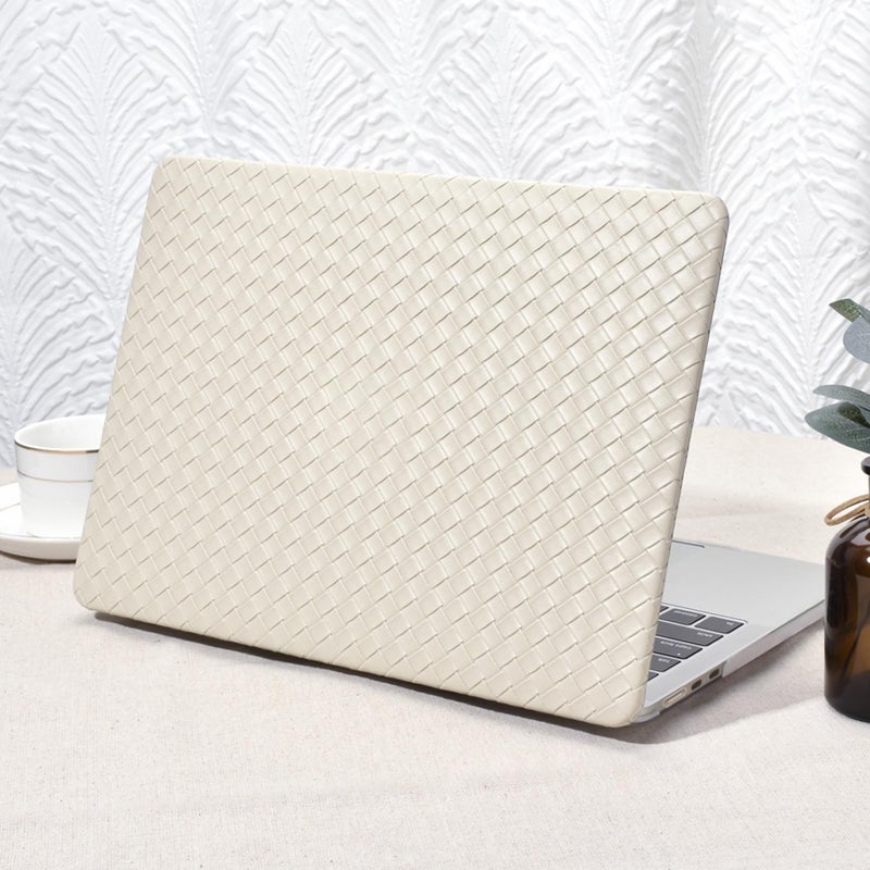 Seorsok Compatible with MacBook Air 13 Inch Case 20222018 Release A1932 A2179 M1 A2337 Touch IDElegant Leather Plastic Hard Shell CaseTransparent Keyboard CoverBeige Tartan PVCNo Logo Cutout - Image 2