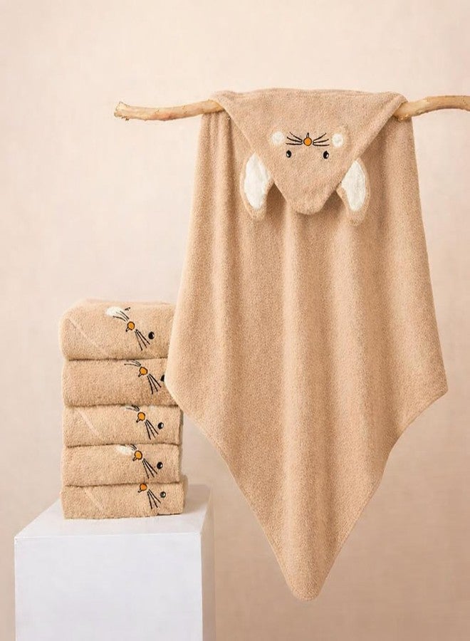 Mahi Fashion Baby Bath Towel Hooded Pure Cotton 31" x 34" (78 cm x 86 cm), Soft Newborns Toddlers Infants Cute Animal Design (Brown) - Image 1