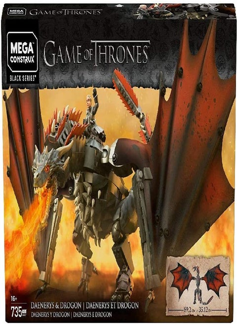 Mega Construx Game of Thrones Daenerys and Drogon GKG97, Building Toys for Collectors, 16 years and up (735 Pieces)