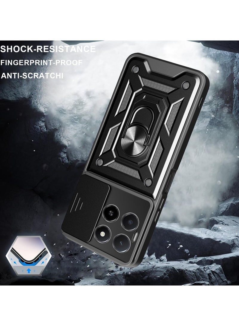 جراب حمايه ويندو مقاوم للصدمات وحمايه للكاميرا مزود بدبله معدنيه متوافق مع   Honor x5b / Honor x5b Plus  (اسود) - Image 2