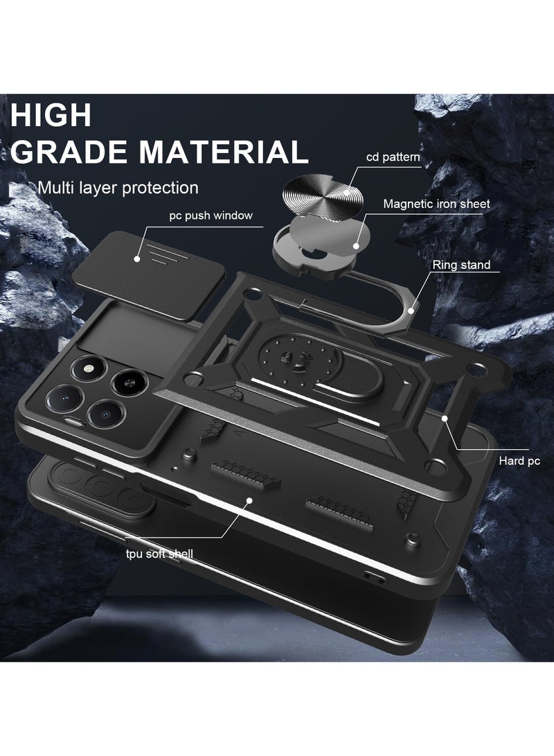 جراب حمايه ويندو مقاوم للصدمات وحمايه للكاميرا مزود بدبله معدنيه متوافق مع   Honor x5b / Honor x5b Plus  (اسود) - Image 3