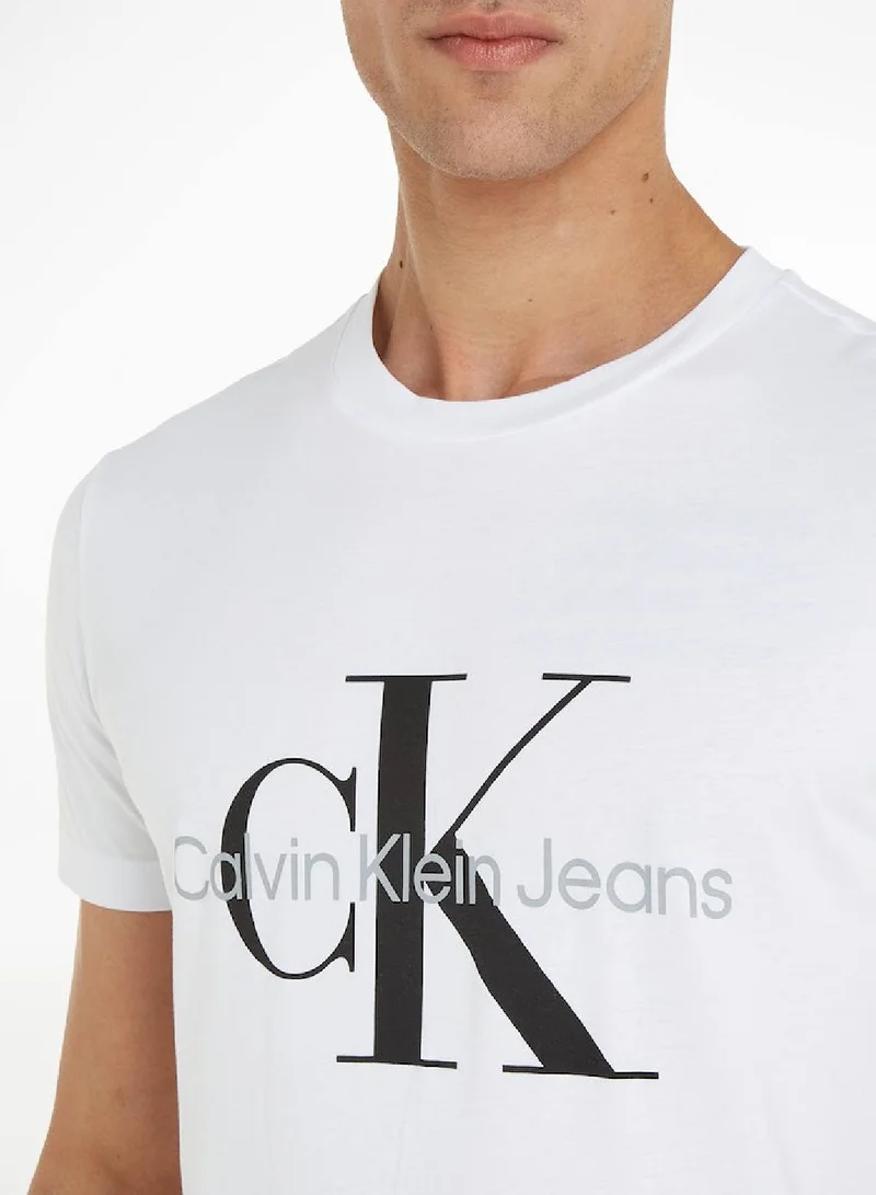 Calvin Klein Jeans Bright White Slim Fit T-Shirt for Men | Best Price UAE