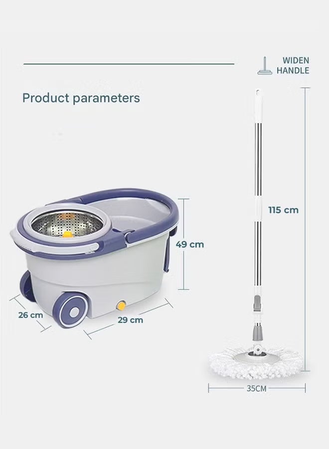 MOSH Spin Mop and Bucket Set with Detachable Spinning Bucket, Wheels, Stainless Steel Telescopic Handle and Reusable Microfiber Mop Heads, 6L Bucket for Effortless and Deep Floor Cleaning on All Surfaces - Image 2