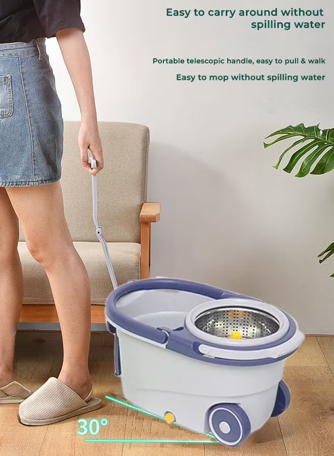 MOSH Spin Mop and Bucket Set with Detachable Spinning Bucket, Wheels, Stainless Steel Telescopic Handle and Reusable Microfiber Mop Heads, 6L Bucket for Effortless and Deep Floor Cleaning on All Surfaces - Image 5
