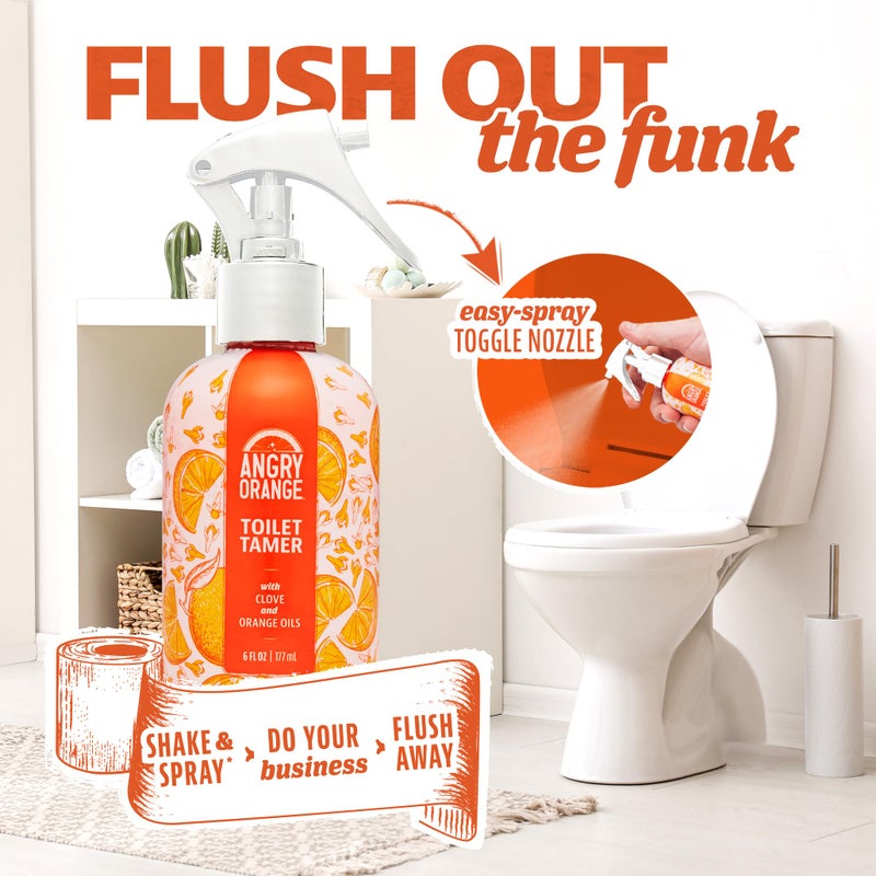ANGRY ORANGE Toilet Tamer Bathroom Spray, Citrus Orange Spice Toilet Spray, Bathroom Odor Eliminator and Air Freshener for Before or After You Go, Bathroom Use and Other Areas of Home, 6 Ounces - Image 4
