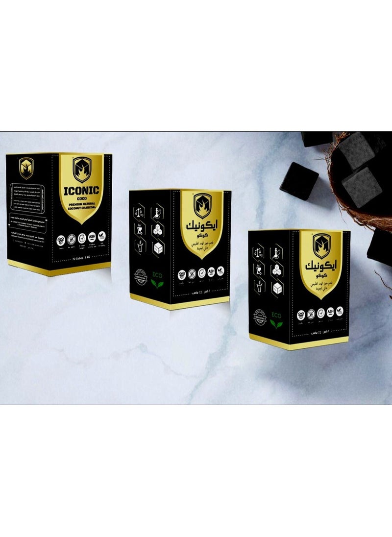 Iconic Iconic charcoal, natural charcoal cubes from coconut shells72 pieces3 pieces  - Image 1