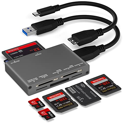 Togconn 7-in-1 Multi Memory Card Reader, USB 3.0 SD Card Reader Writer(5Gbps) Read 7 Cards Simultaneously for SD/Micro SD/MS/CF/MMC/XD/SDHC/SDXC Camera Memory Card (with 2 USB A and C to Mirco B 3.0 Cables) - Image 1