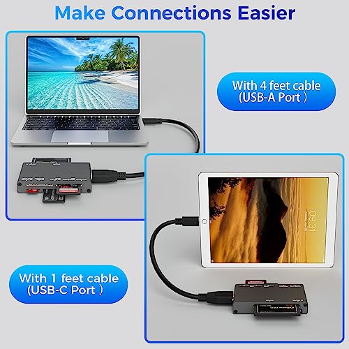 Togconn 7-in-1 Multi Memory Card Reader, USB 3.0 SD Card Reader Writer(5Gbps) Read 7 Cards Simultaneously for SD/Micro SD/MS/CF/MMC/XD/SDHC/SDXC Camera Memory Card (with 2 USB A and C to Mirco B 3.0 Cables) - Image 3