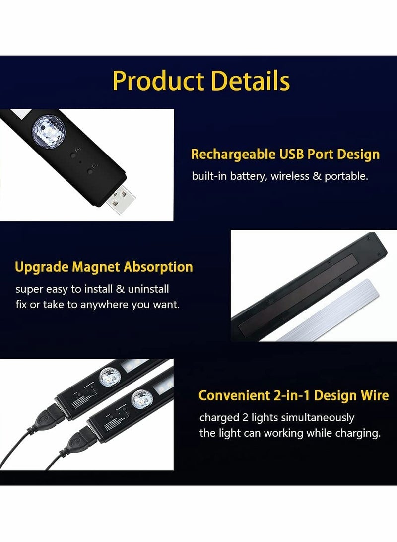 Loquat RGB Wireless LED Lights, Rechargeable Car Interior Ambient Lighting Accessories, Voice-Activated Underdash Lighting Kits with Remote, 2pcs - Image 4