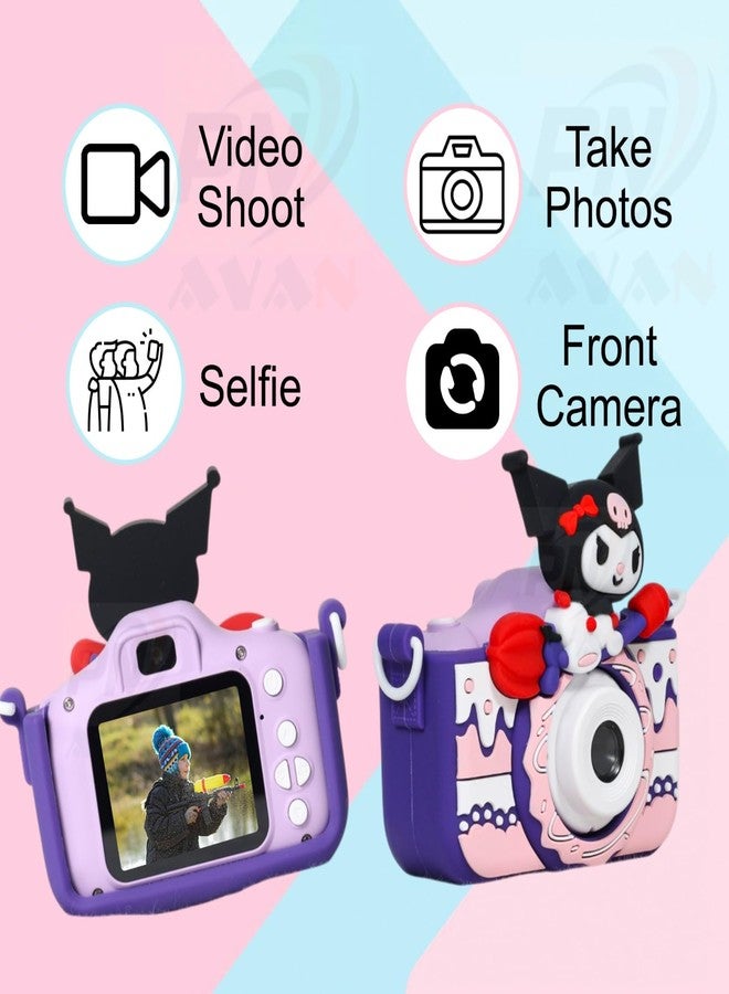 PN AVAN Kuromii Kids Digital Camera for Girls Age 3-10 Years with Selfie Camera, Video Recording, USB Rechargeable & Micro SD Card Support | Cute Cartoon Mini Camera Toy (Kuromi) - Image 2