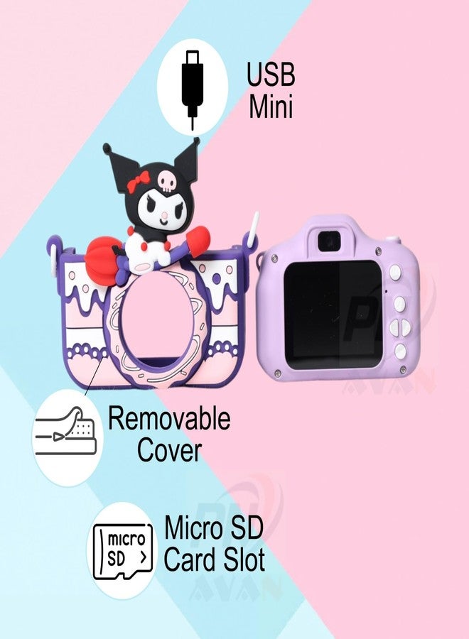 PN AVAN Kuromii Kids Digital Camera for Girls Age 3-10 Years with Selfie Camera, Video Recording, USB Rechargeable & Micro SD Card Support | Cute Cartoon Mini Camera Toy (Kuromi) - Image 3