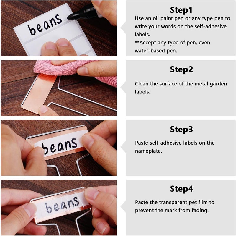 Wanapure 25PCS Copper Metal Plant Tags Plant Labels with 50Pcs Labels, Rainproof PET Film & Permanent Pen, 6.1 inch Weatherproof Banner Garden Markers, Marking Protection Seedling Signs Nursery Tags - Image 5