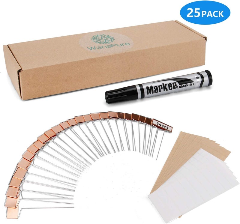 Wanapure 25PCS Copper Metal Plant Tags Plant Labels with 50Pcs Labels, Rainproof PET Film & Permanent Pen, 6.1 inch Weatherproof Banner Garden Markers, Marking Protection Seedling Signs Nursery Tags - Image 2