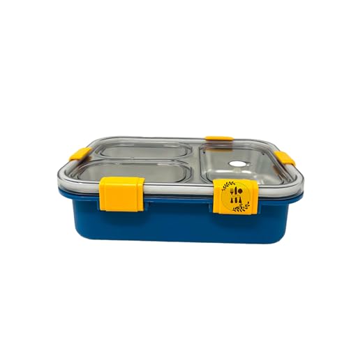 Kitchen Bloom Stainless Steel Lunch Box 3 Compartment with Steel Cutlery, Heating Insulation | Lunch Boxes for offie Men | Lunch Box for Office Women & Kids | Tiffin Box (750 ml) (Water Blue) - Image 2