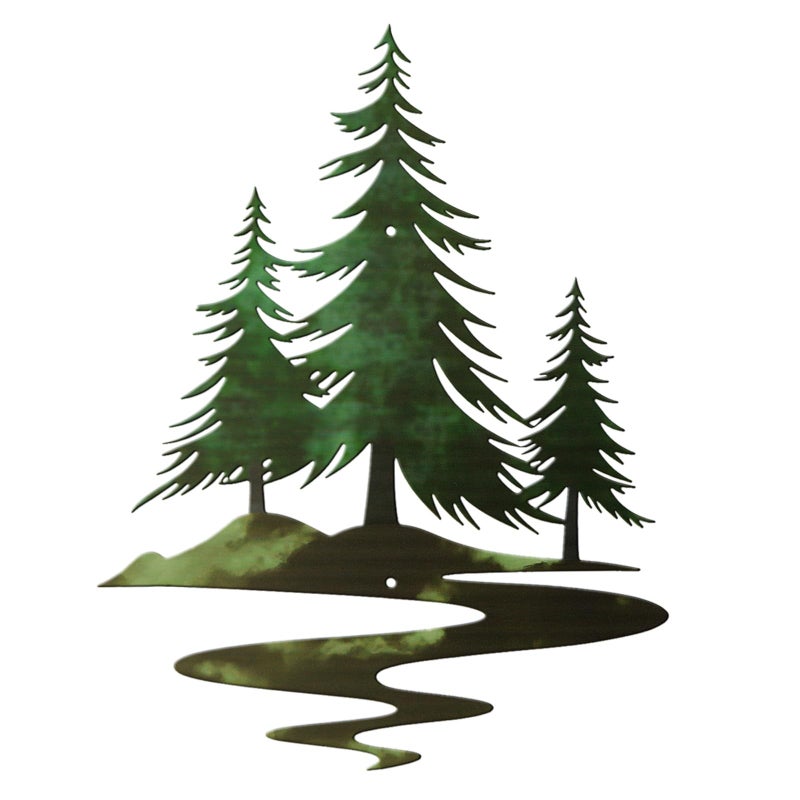 TYLCC Metal Pine Tree Wall Art Rustic Cedar Tree Wall Decor for Living Room Office Farmhouse, Forest Nature Lovers Gift, Forest Green - Image 1