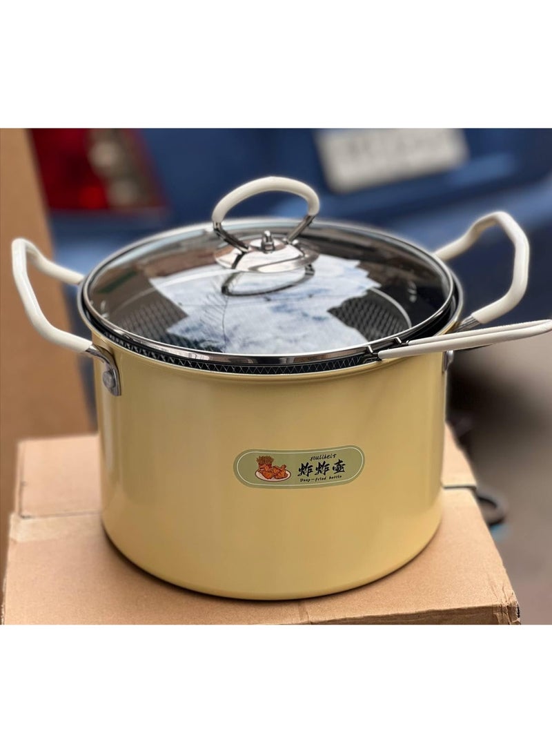 5L Multi-Purpose Roasting Pot – Equipped with a heat-resistant lid, mesh basket, and handle – Ideal for everyday frying and roasting. - Image 2