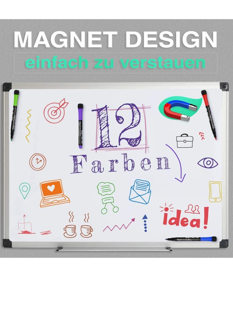 KASTWAVE - Whiteboard Marker, Excefore 12 colors Magnetic Dry Erase Markers, Low Odor White Board Markers with Erasers Fine Tip Erasable Pens for Kids Teacher Back to School, Work on Classroom Office, Calender - Image 1