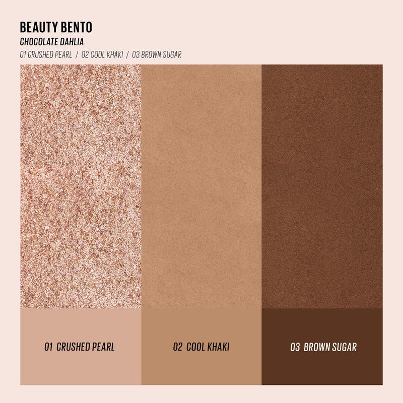 Kaja 3 Colors Eyeshadow - Beauty Bento 08 Chocolate Dahlia | Mosaic Chrome, Shimmer, Matte finish, Cruelty free, K-Beauty Mini Palettes, Easy Finger Blendable, Glitter, High Pigmentation, 0.03 Oz - Image 5