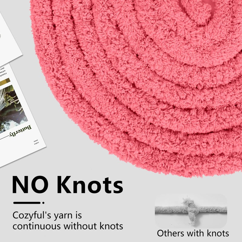 Cozyful Chunky Yarn for Hand Knitting - #10 Chunky Chenille Yarn, Jumbo Big Thick Chunky Yarns for Crocheting, Super Bulky Chunky Knit Blanket Yarns, 8 Skein (25 yds 8 oz Each Skein), Terracotta Rose - Image 4