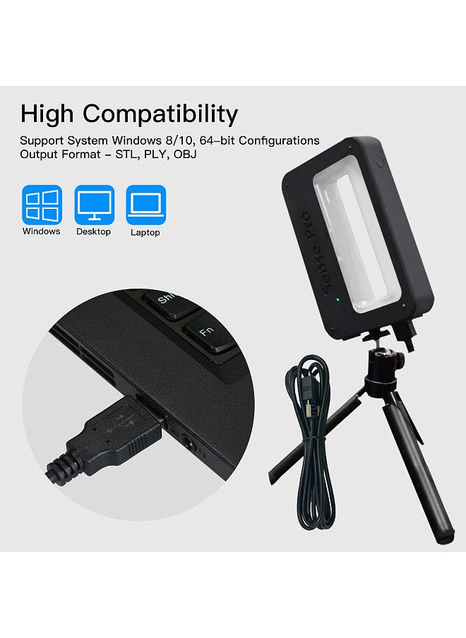 Generic - Sense Pro Handheld 3D Scanner Portable 3D Modeling Scanner High Precision Accuracy 0.3mm Support OBJ/STL/PLY Output Compatible with Windows10/8 for 3D Printing Industrial Design Modeling - Image 1