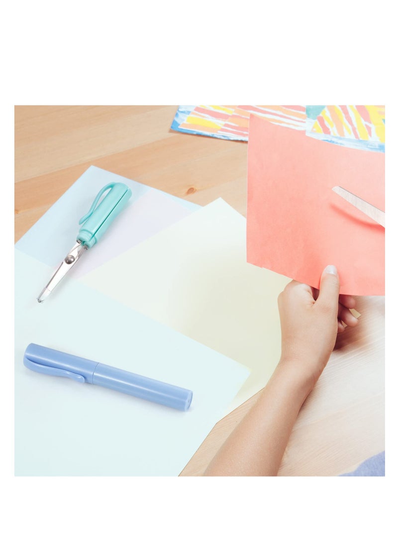 Excefore Pen Shape Scissors, Kids Safety Scissors, Mini Pen Portable Scissors, DIY Handmade Craft Supplies, Childrens Safe Cutting Scissors, for Office, School, home (4 Pcs) - Image 5