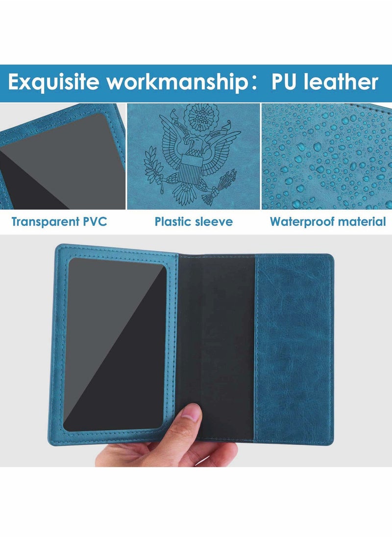KASTWAVE - Passport Card Holder, PU Leather Passport Holder with Vaccine Card Slot, Waterproof, Passport Cover Case Protector - Image 1