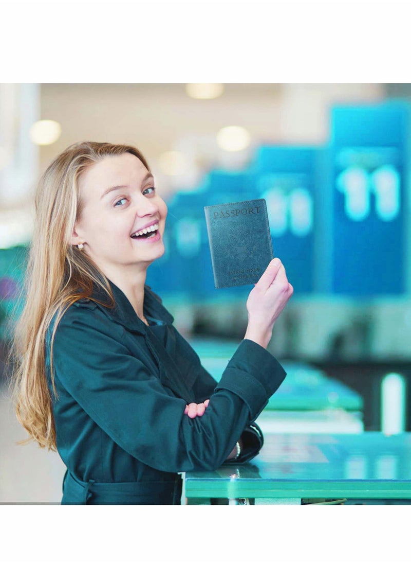 KASTWAVE - Passport Card Holder, PU Leather Passport Holder with Vaccine Card Slot, Waterproof, Passport Cover Case Protector - Image 1