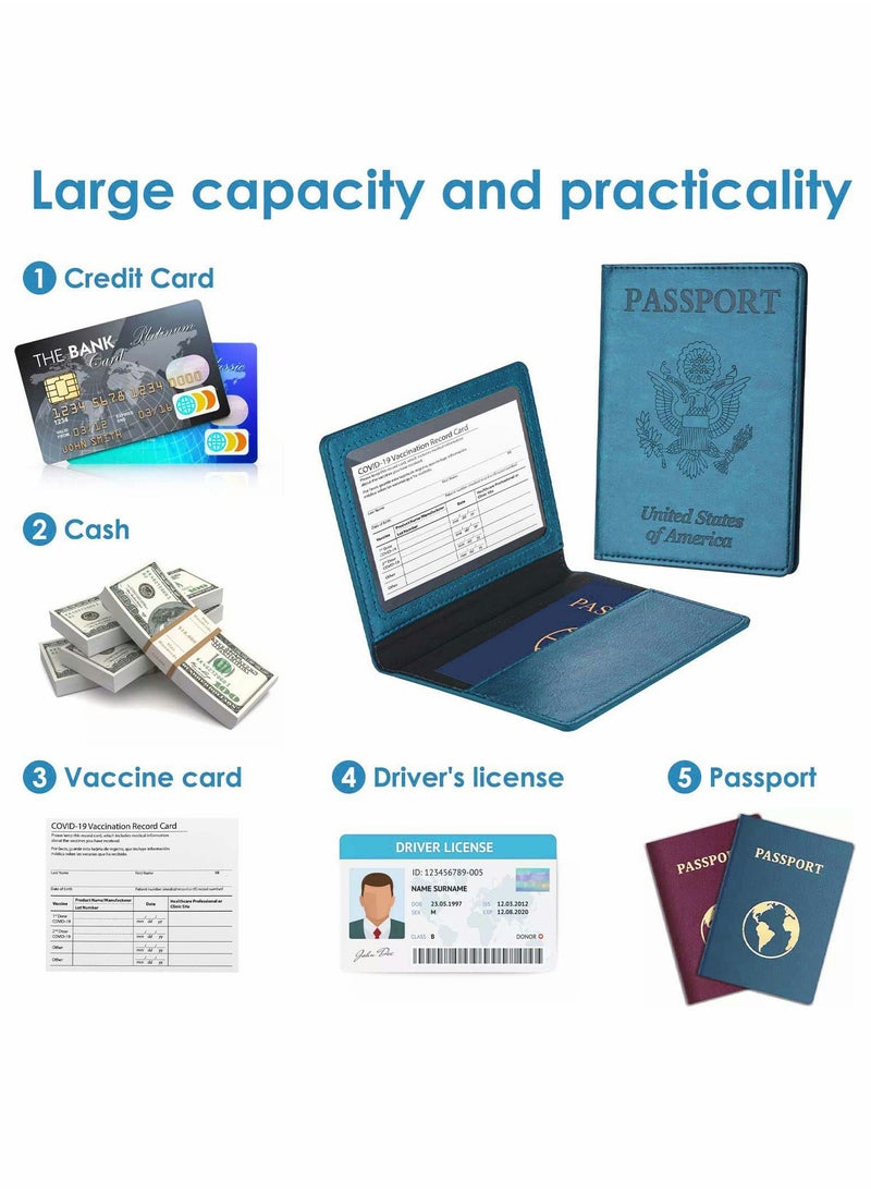 KASTWAVE - Passport Card Holder, PU Leather Passport Holder with Vaccine Card Slot, Waterproof, Passport Cover Case Protector - Image 1