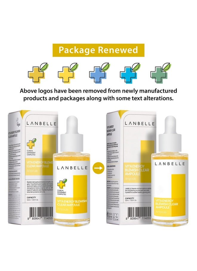 Lanbelle Vita Energy Blemish Clear Ampoule 83% Vitamin C Serum Vegan W/Lemon Water Niacinamide Volufiline For Hyperpigmentation Skin-Barrier No Stickiness Irritation Radiant Glowing Skin 1.7 Fl Oz  - Image 1
