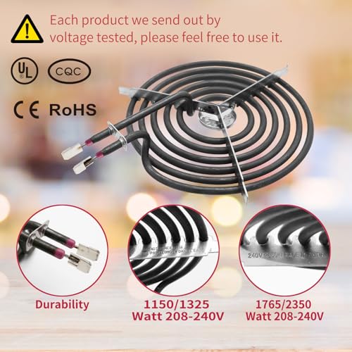 COZZIVITA WB30M1 and WB30M2 GE Hotpoint Electric Stove Burner Replacement Element, Perfectly Fit GE Hotpoint Electric Range Stove Top-Includes 2 * 8'' and 2 * 6'' - Image 5