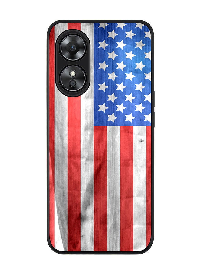 Stylizedd Rugged Black edge case for Oppo A97 Slim fit Soft Case Flexible Rubber Edges Anti Drop TPU Gel Thin Cover - USA Grunge Flag - Image 1