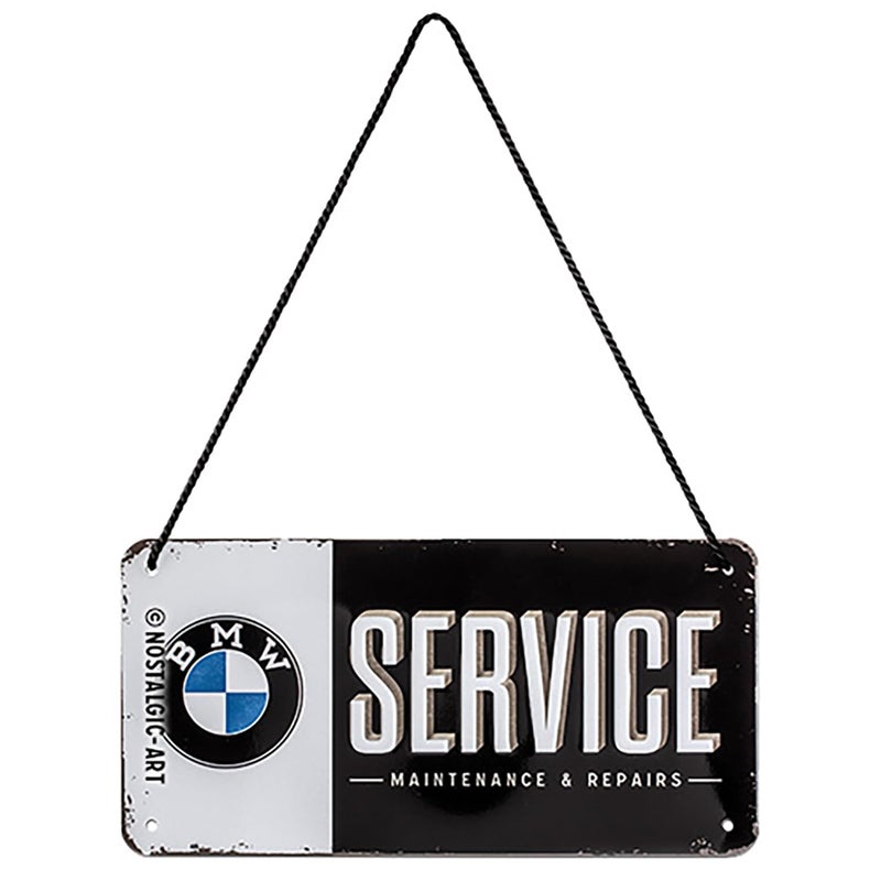 Nostalgic Art Nostalgic-Art Retro Hanging Sign BMW – Service – Gift Idea for car accessories fans, Metal Plaque, Vintage design for decoration, 10 x 20 cm, 28001 - Image 1