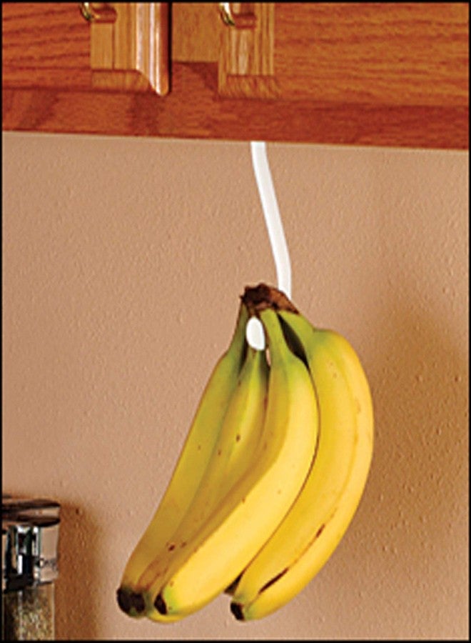 Gadjit Banana Hook Hanger - Ripen Naturally with Under Cabinet Banana Hanger/Holder. Self-Stick and Adheres (White) - Image 3