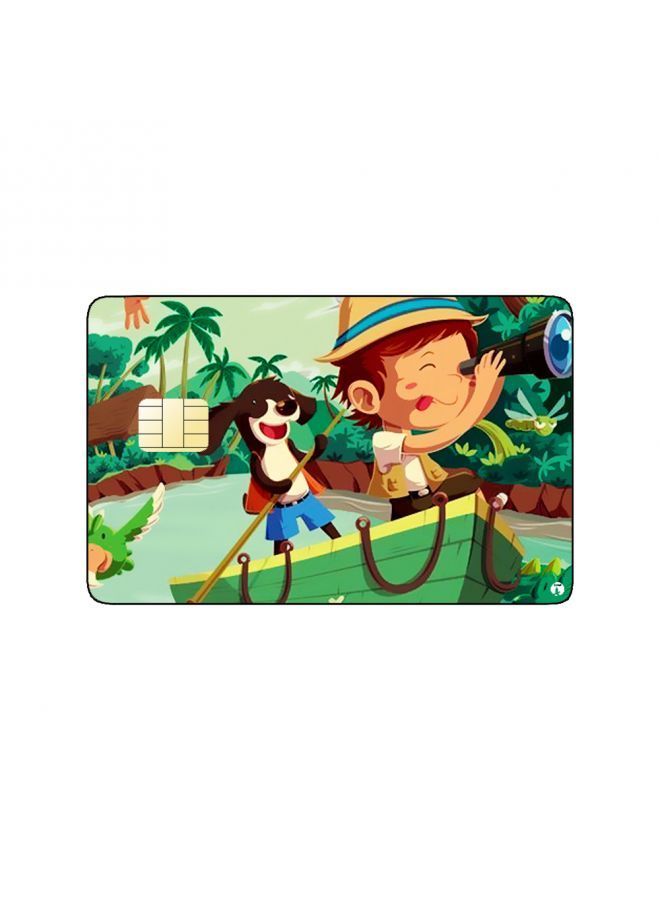 RKN PRINTED BANK CARD STICKER Cute Boy Drawing In Boat In Jungle - Image 2