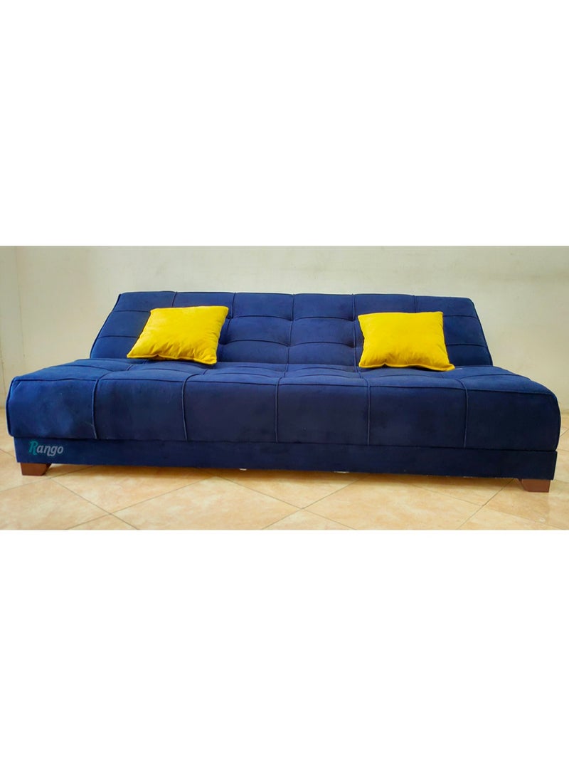 رانجو كنبة سرير3×1من رانجو للاثاث 120×190×40 سم متعددة الاستخدامات وأنيقه هي إضافة إلى أي منزل، مصممه لتوفير المساحة والراحة في نفس الوقت، مما يجعلها مثاليه للمساحات الصغيرة وغرفة المعيشة والمكتب وغرف الأطفال تستخدم امام التليفزيون تتحول بسهولة إلى سرير120×190 سم، واسفنج عالي الكثافه مع طبقة من الفايبر والقماش.اللون كحلي - Image 2