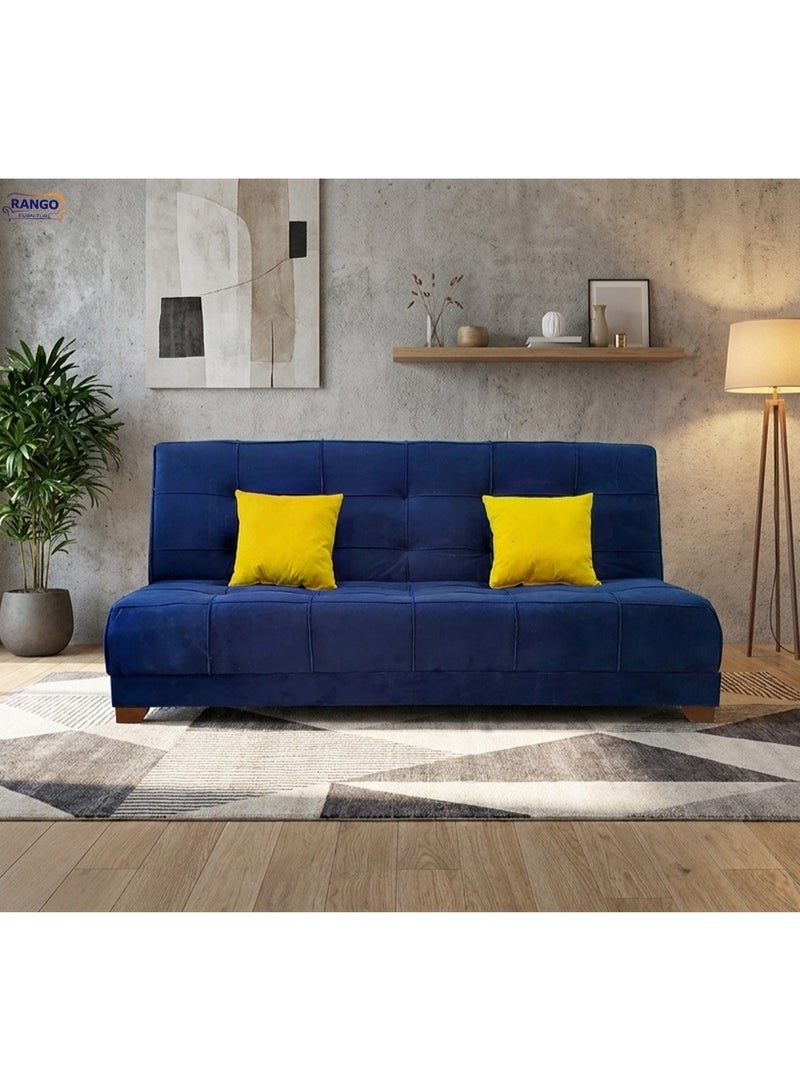 رانجو كنبة سرير3×1من رانجو للاثاث 120×190×40 سم متعددة الاستخدامات وأنيقه هي إضافة إلى أي منزل، مصممه لتوفير المساحة والراحة في نفس الوقت، مما يجعلها مثاليه للمساحات الصغيرة وغرفة المعيشة والمكتب وغرف الأطفال تستخدم امام التليفزيون تتحول بسهولة إلى سرير120×190 سم، واسفنج عالي الكثافه مع طبقة من الفايبر والقماش.اللون كحلي - Image 1