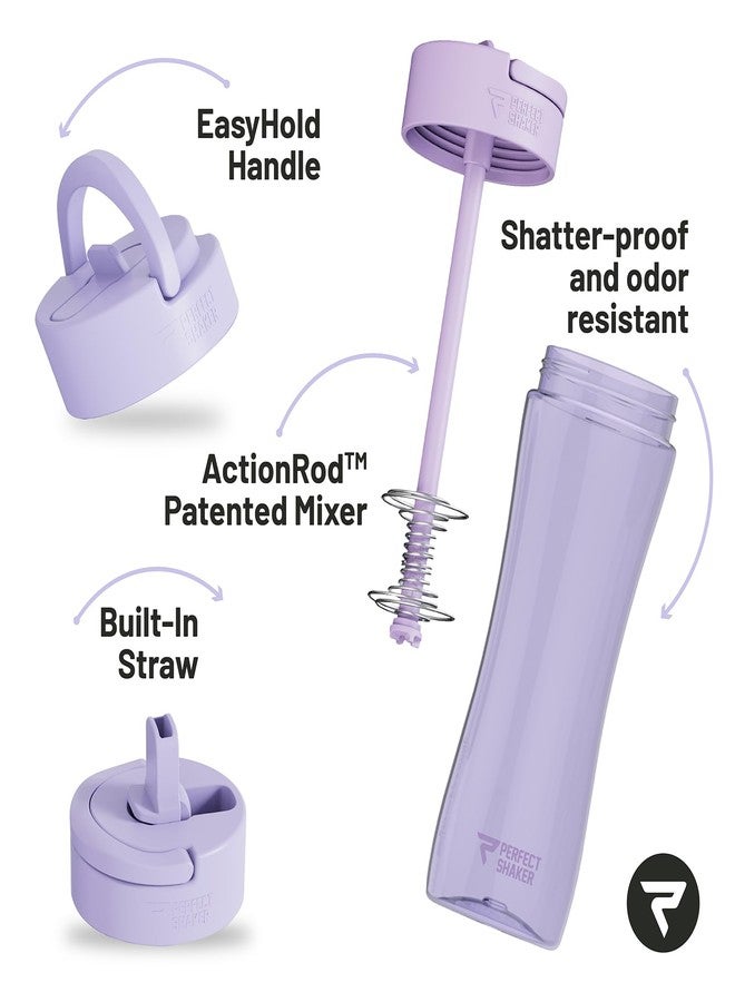 PerfectShaker Luma Series Shaker Bottle with Built-In Straw & Measurement Scale – 28oz – Leakproof, BPA-Free, Dishwasher Safe – Protein, Smoothies & Pre-Workout Mixer Cup (Lavender) - Image 3