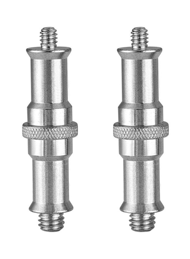Neewer 2-Piece Metal Male Convertor Threaded Screw Adapter Silver - Image 1