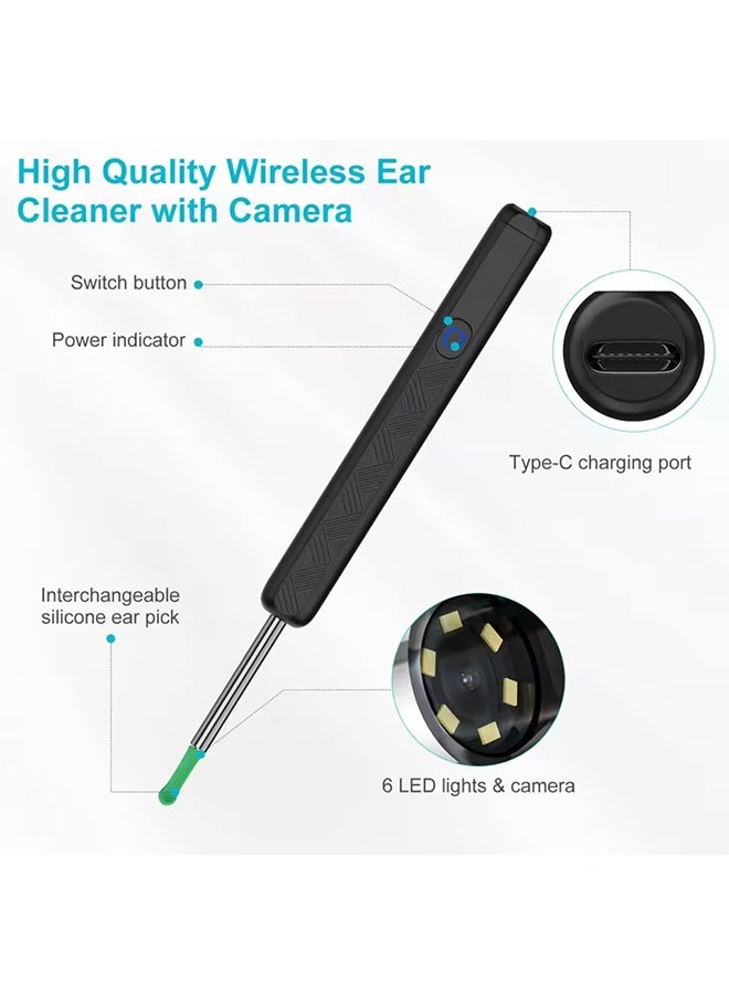 JCB CHIC Ear Wax Removal Tool ,LED Ear Cleaning Kit With 1080P camera Set HD Ear Sticks Otoscope Wireless Endoscope Wax Removal Tool Earpick Ear Cleaning Set NE3-D - Image 3